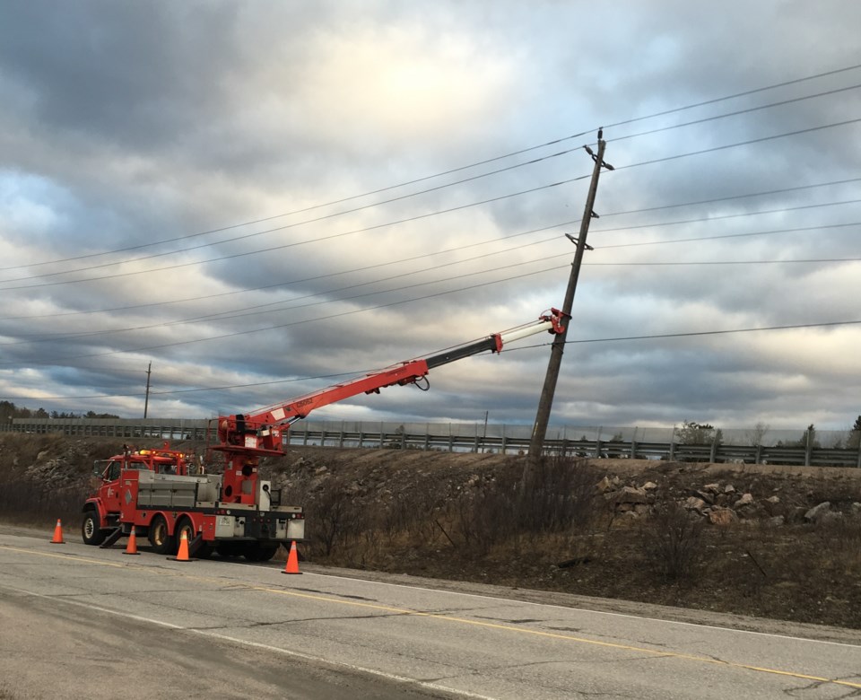 hydro pole down by wind mike oakes 2015