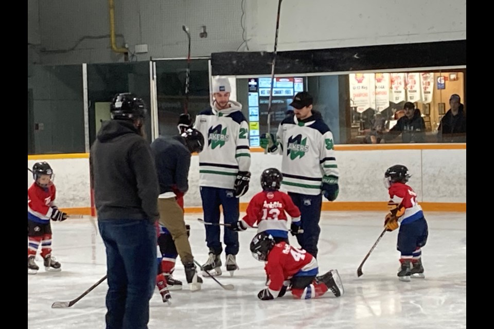 Nipissing Laker's Men's Hockey team players Elias Lieffers and Chase Lacombe coaching Hockey for Beginners. 