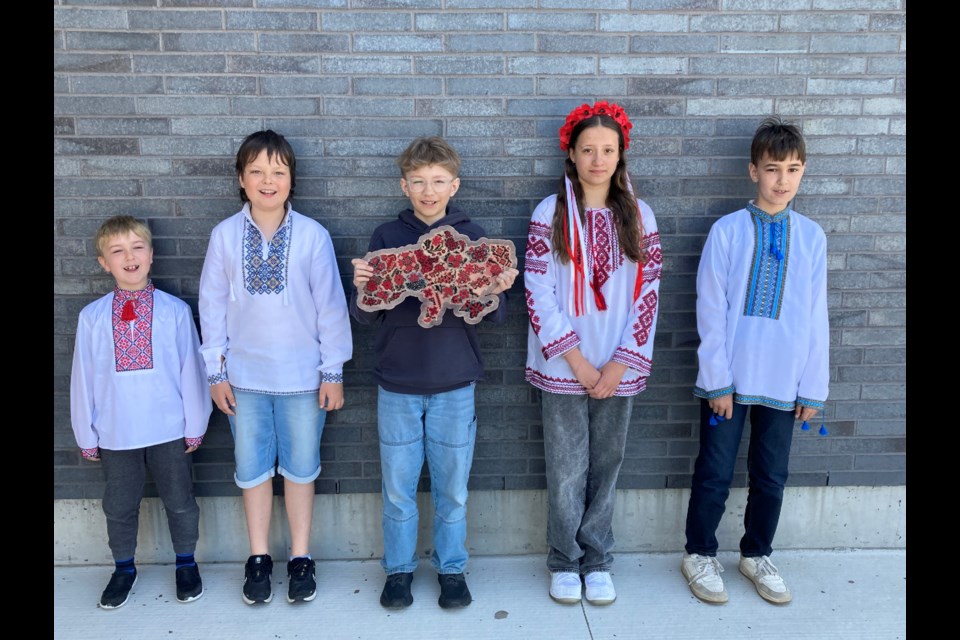 Children wearing their embroidered shirts for International Vyshyvanka Day (Embroidered Shirt Day)