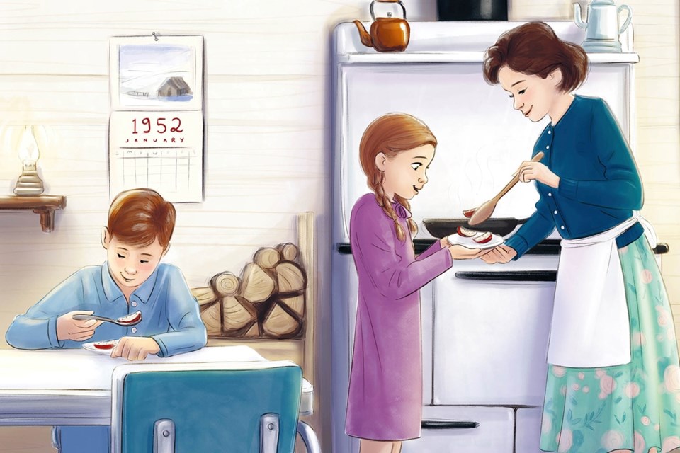 A detail from Pat Skene's new children's book which details when electricity came to her childhood home in Britt. The book is illustrated by Sabrina Gendron, and is published by Orca Book Publishers 