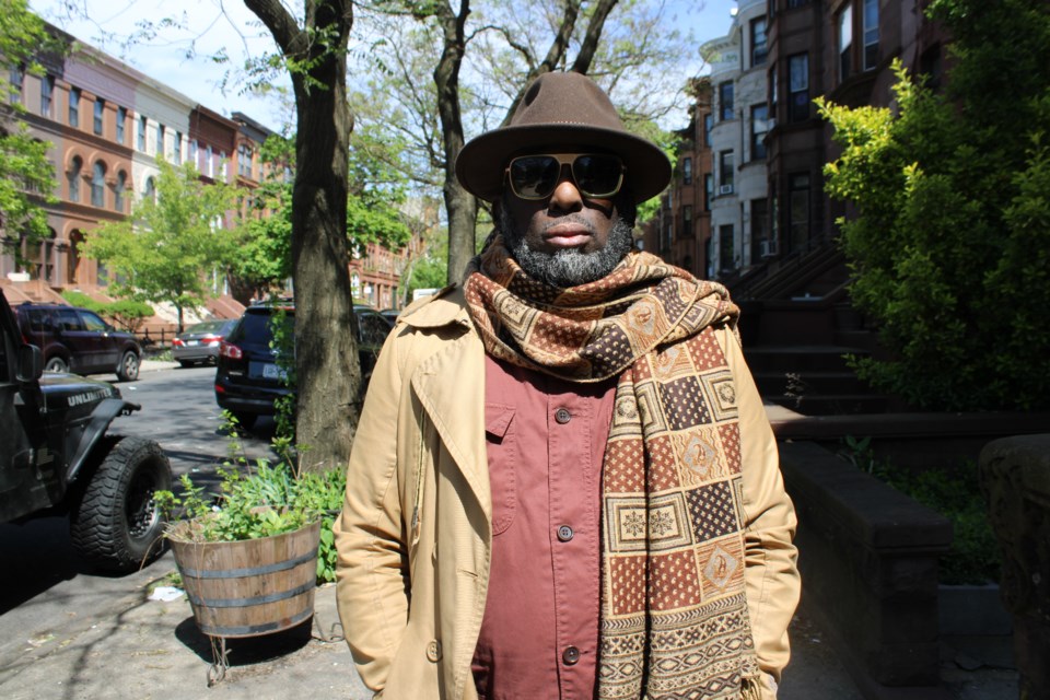 Russell Frederick outside his home studio in Bedford Stuyvesant.