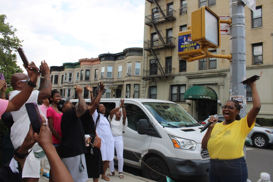 Family members of Dr. Josephine English celebrate her street co-naming at President St. and New York Avenue. 