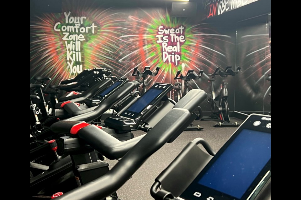 The spin studio at Vibe Fitness Greenpoint. 