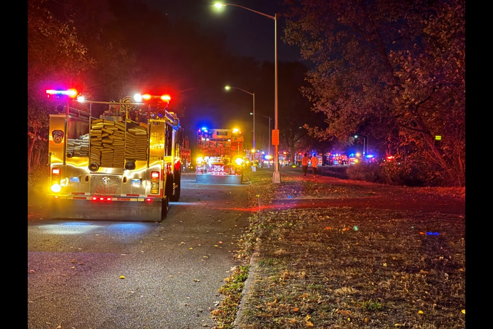 Firefighters respond to a two-acre brush fire on Center Drive in Prospect Park on Nov. 8, 2024.