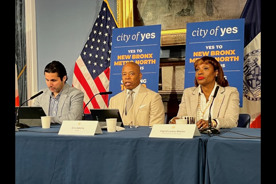 Mayor Eric Adams during his weekly press conference on August 20