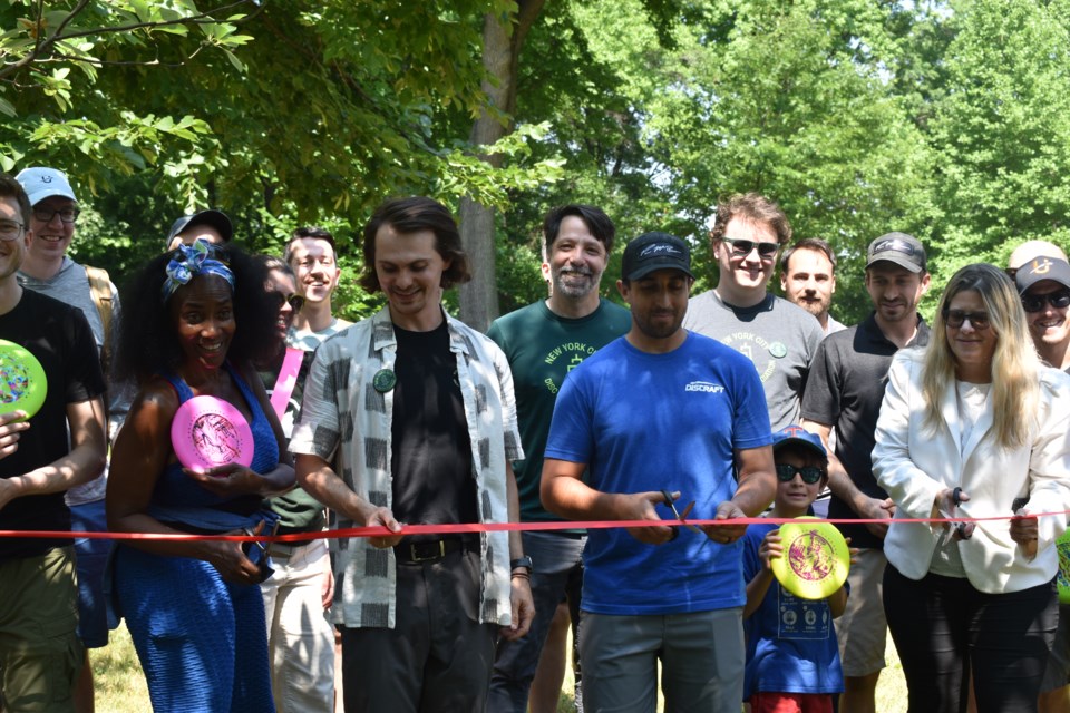 The June 14, 2024, ribbon cutting for the first disc golf course in New York City.