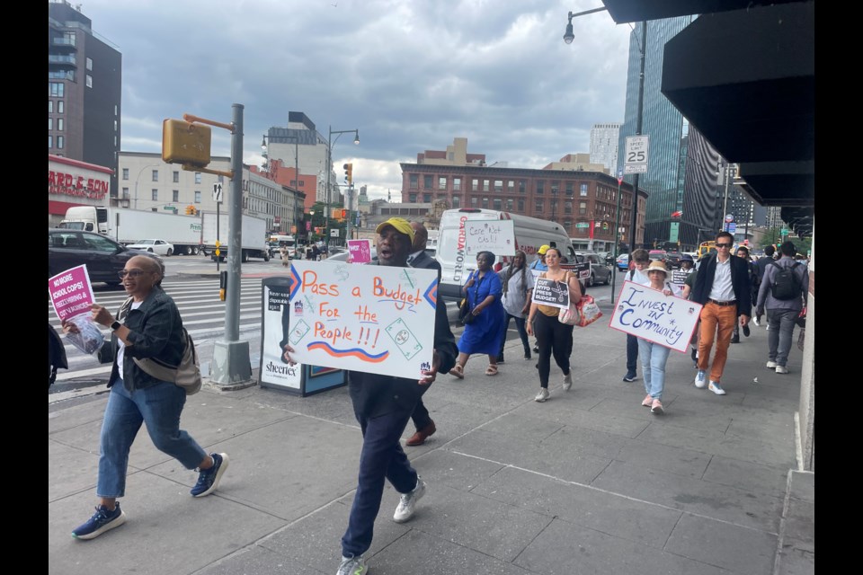 Advocates for Faith in NY march to Barclays Center.