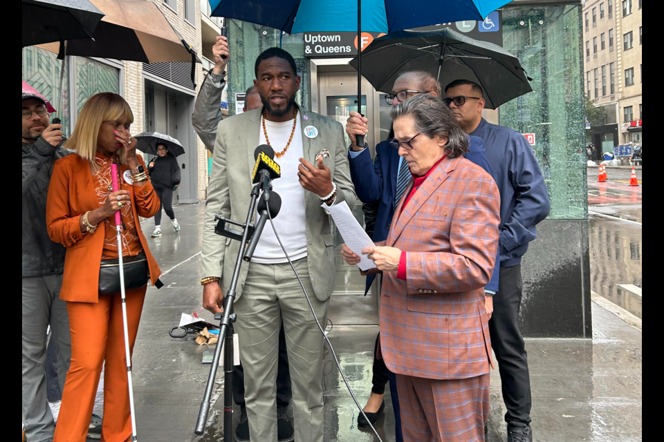 Public Advocate Jumaane D. Williams speaks during announcement of a new lawsuit against the MTA over transit accessibility.