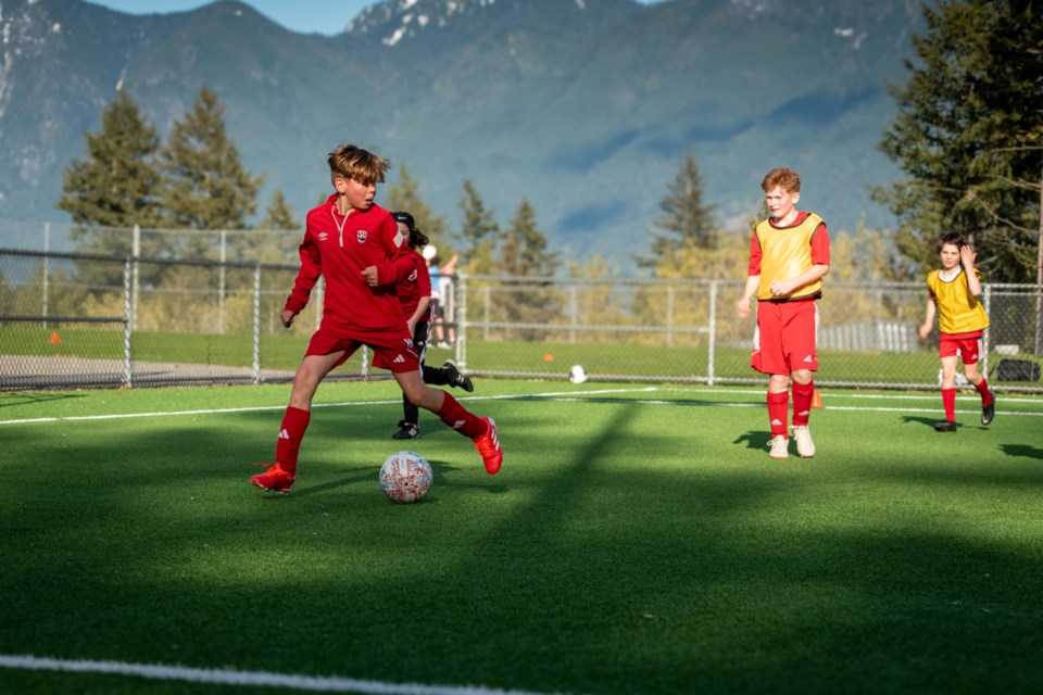 Bowen Island FC practice at Bowen Island Community School. 