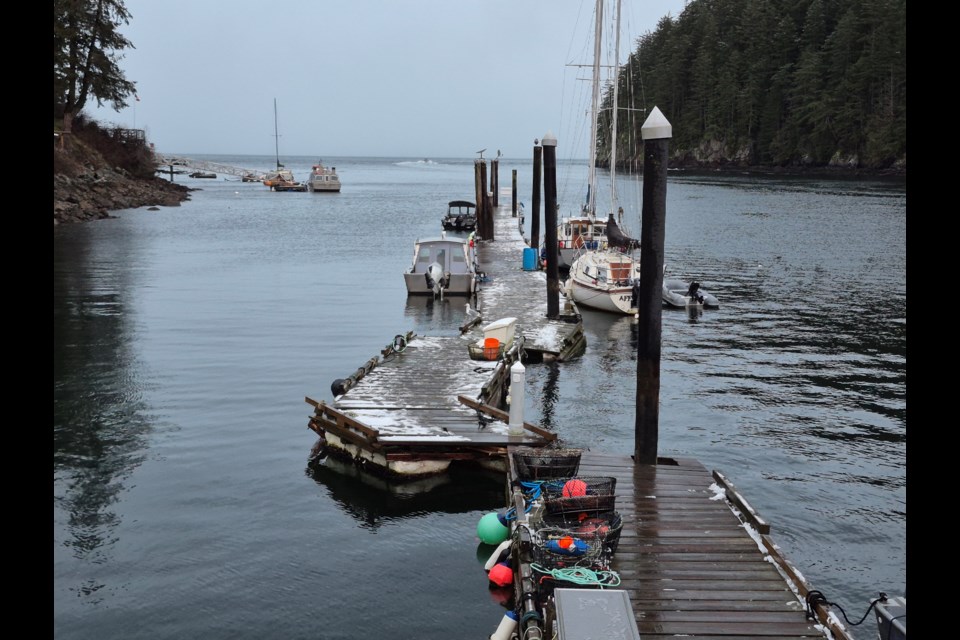 The impact from the Queen of Capilano colliding with the moored boat heavily damaged the Bowen Island Marina dock. 