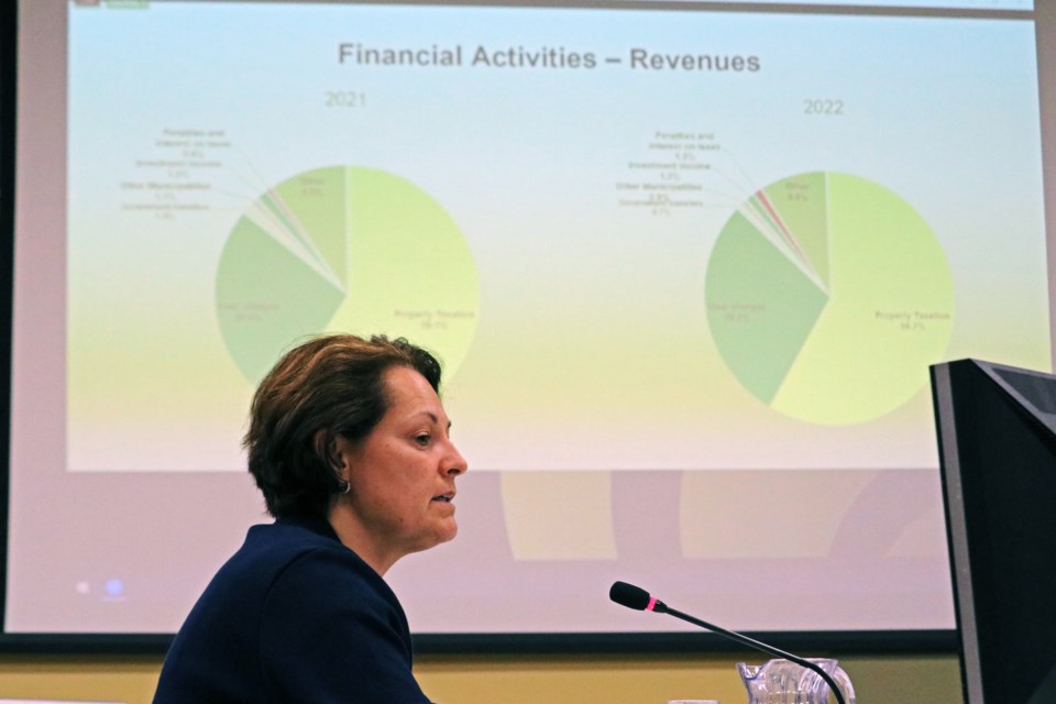 Sue Bragg, representative from auditor Baker Tilley, made a presentation about the town’s 2022 Financial Statement and Results as of Dec. 31, 2022, during the regular meeting of council in the Zima Room at the Bradford West Gwillimbury Public Library on Tuesday evening, June 20, 2023.