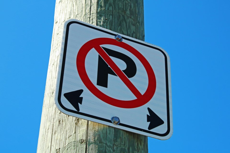 A no-parking sign is seen in Bradford on Tuesday, Sept. 19, 2023.