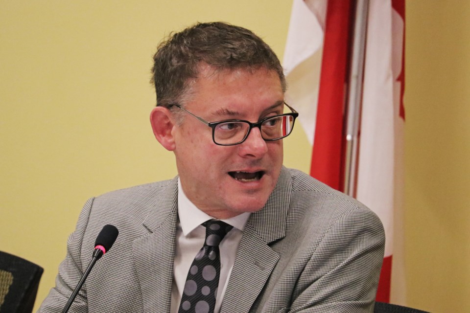 Bradford chief administrative officer Geoff McKnight speaks during the regular meeting of council at the Bradford West Gwillimbury Public Library Jan. 16.