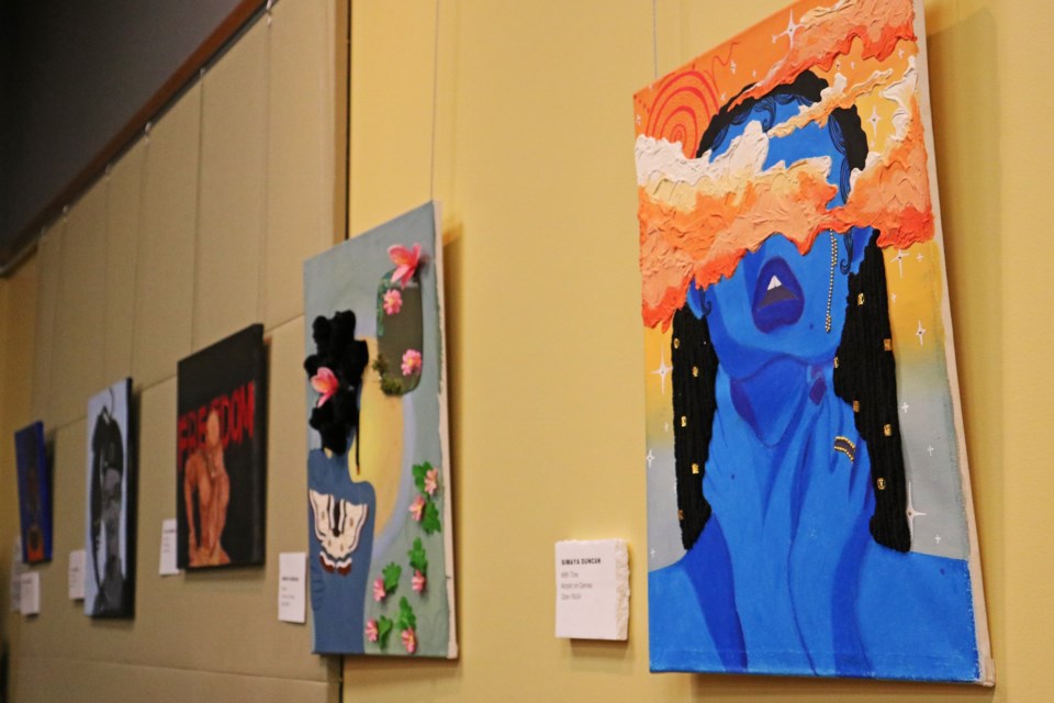 Canvas for Change: Black Youth Art Showcase features 20 pieces by nine Simcoe County youth artists with lived Black experiences, during the opening gala at the Bradford West Gwillimbury Public Library, on the first day of Black History Month, Thursday, Feb. 1.