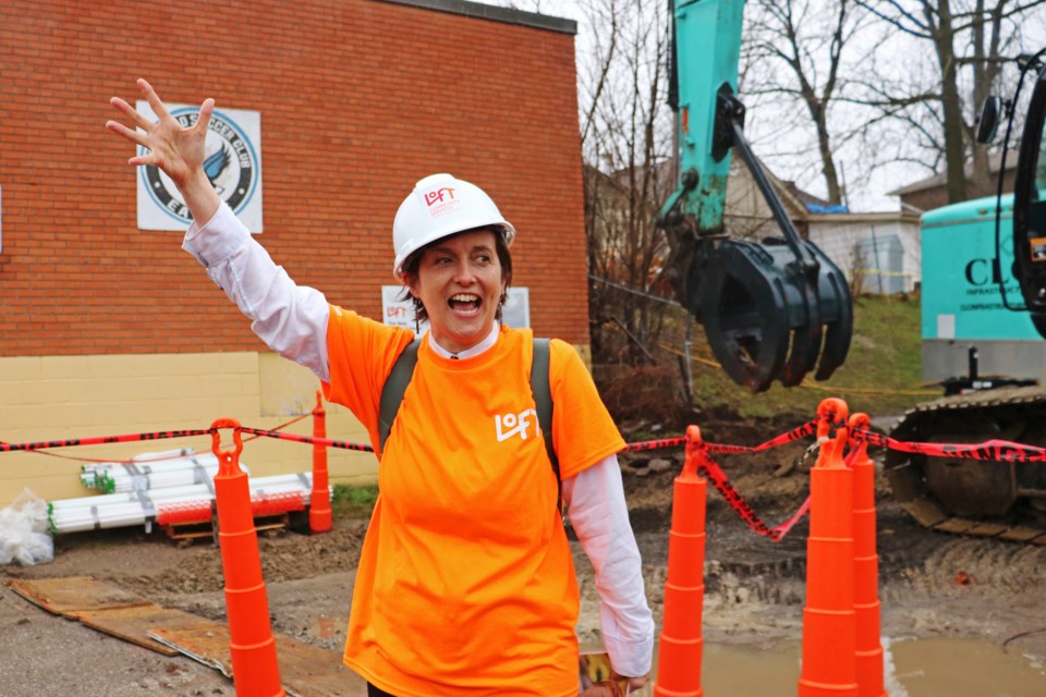 LOFT Community Services chief executive officer Heather McDonald announces the pending demolition of the building at 31 Frederick St. in Bradford April 11. It'll make way for the new location of a larger Bradford House offering 99 affordable suites to seniors at risk of homelessness.