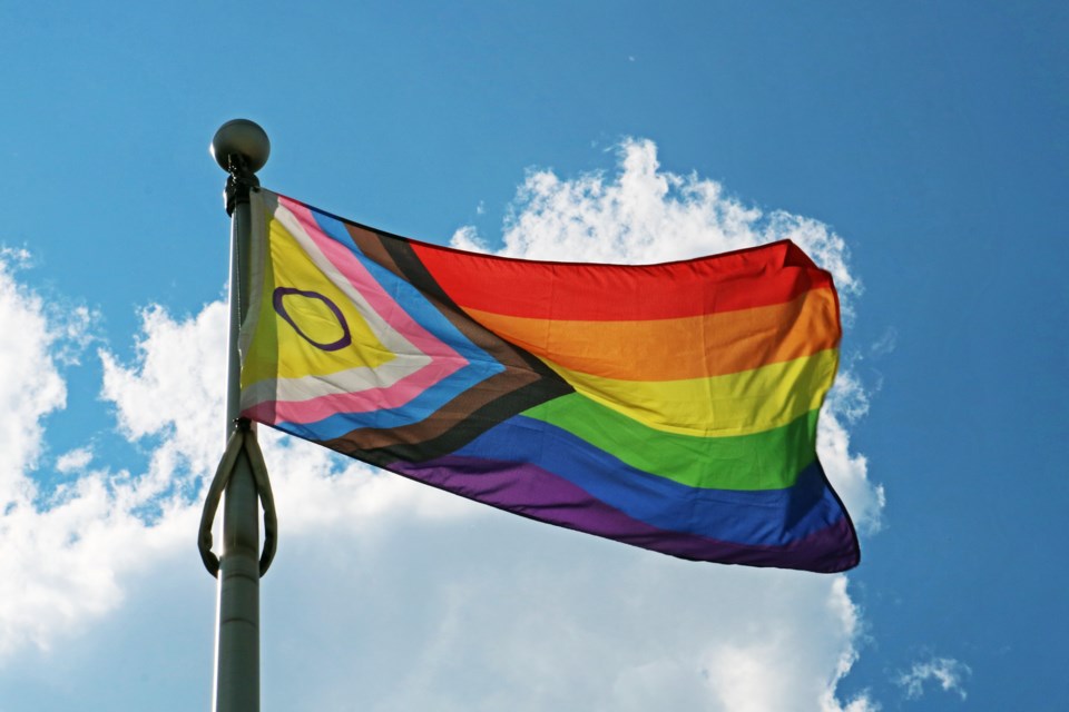 The Pride flag flies above the BWG Leisure Centre in Bradford on Monday afternoon, June 3, 2024.