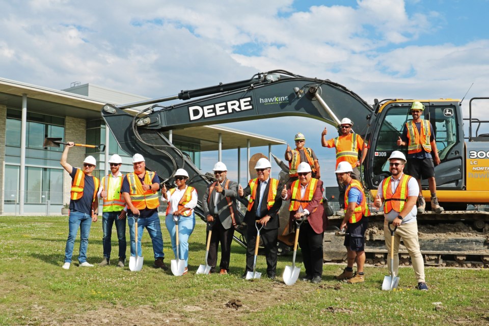 Members of council, town staff and Hawkins Contracting officially broke ground on the $3.27-million Celebration Square on the lawn of the Bradford West Gwillimbury Public Library, on Wednesday afternoon, July 17.