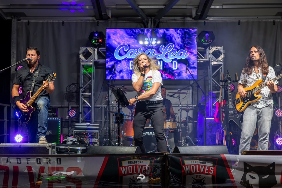 The Cara Lea band keeps the crowd dancing and partying until close with an amazing collection of songs from rock to rap and everything in between during the Summerlyn Retro Street Party in Bradford on Aug. 24.