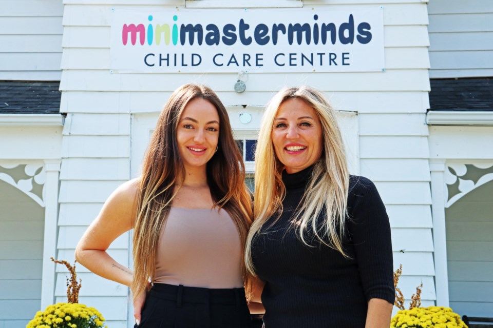 From left: Mother-daughter duo Melisa and Patrizia Del Vasto are seen in front of Mini Masterminds Child Care Centre at 2876 County Road 27 in Bond Head.