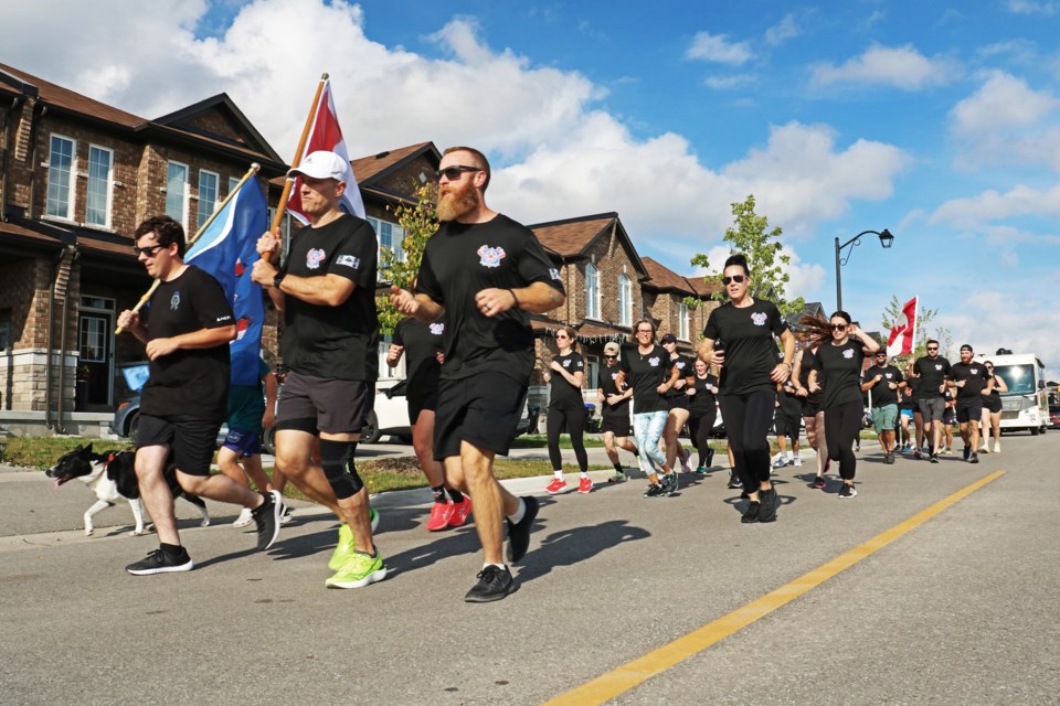 About 40 officers from South Simcoe Police Service, as well as from Barrie, York Region and even as far away as Sudbury participated in the local service’s second annual Run to Remember in Bradford on Sept. 25, 2024.