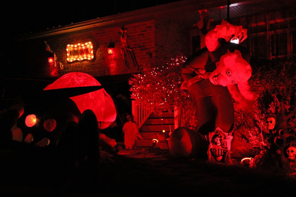 Halloween decorations are displayed at a house on Faris Street in Bradford on Oct. 23.