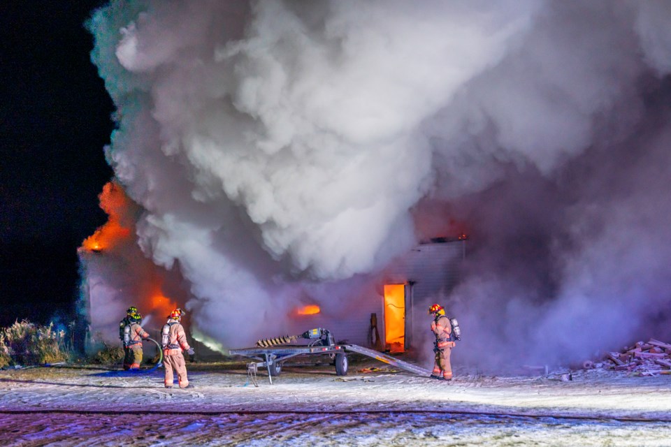 Bradford firefighters battled a structure fire on 10 Sideroad in the early morning hours of Dec. 14. 