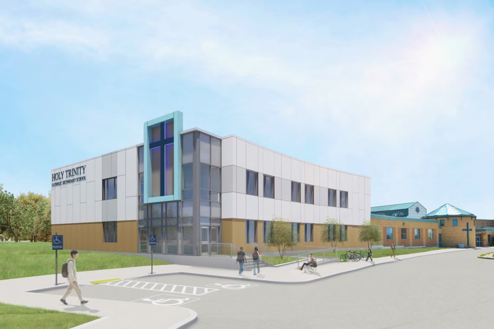 A rendering from Snyder Architects shows the proposed expansion of Holy Trinity Catholic High School in Bradford as part of the Simcoe Muskoka District Catholic School Board meeting on Jan. 15.