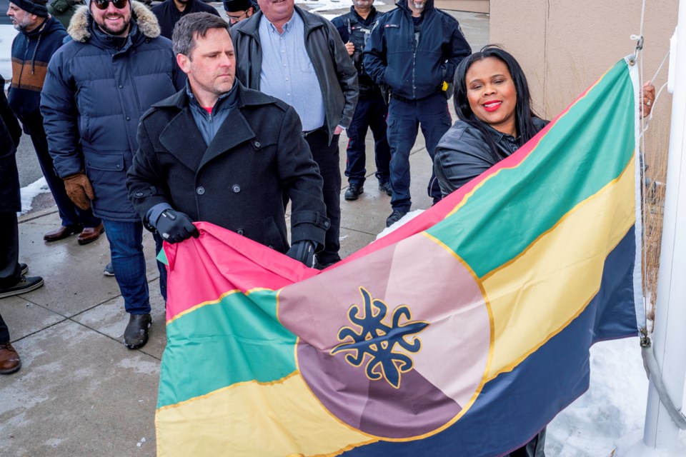 The Black History Month flag-raising ceremony in Bradford. 