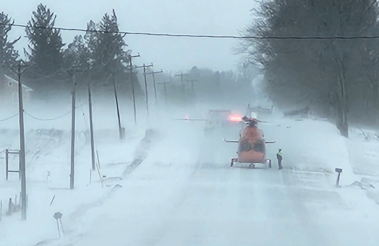 An Ornge helicopter in Bradford March 6.