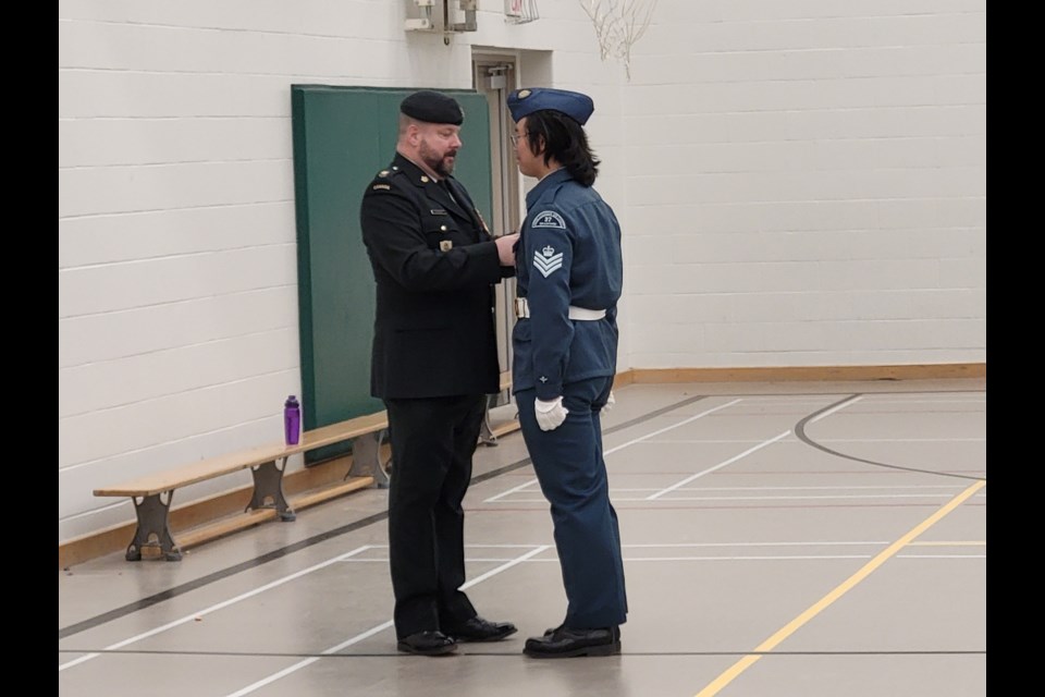 Members of the 37 Orville Hand Air Cadet Squadron take part in a monthly Commanding Officer's Parade.