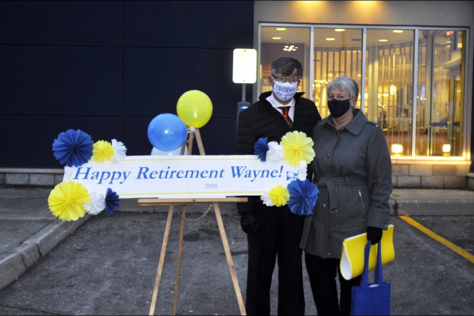 Wayne and Laurie Brakeboer celebrated Wayne's last day as Community Manager at RBC Bradford.   JackieKozak/BradfordToday