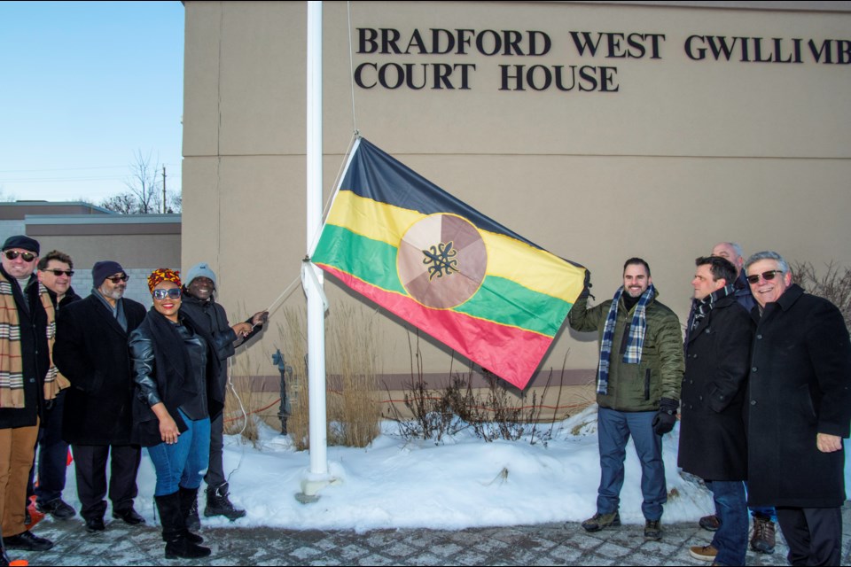 Mayor James Leduc and members of BWG Council kicked off Black History Month with a flag raising ceremony on Wednesday, Feb. 1, 2023.