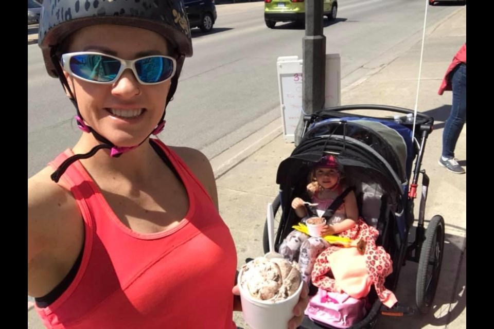 Jackie and Jocleyn enjoy some Moose Tracks and Chocolate flavoured ice cream from 3 Scoops on Sunday. Submitted Photo