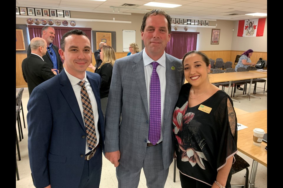 Bank of Montreal's Mark Taylor, from left, York-Simcoe MP Scot Davidson, and Bradford Board of Trade President Tina Morrison. Submitted photo/Jennifer Harrison