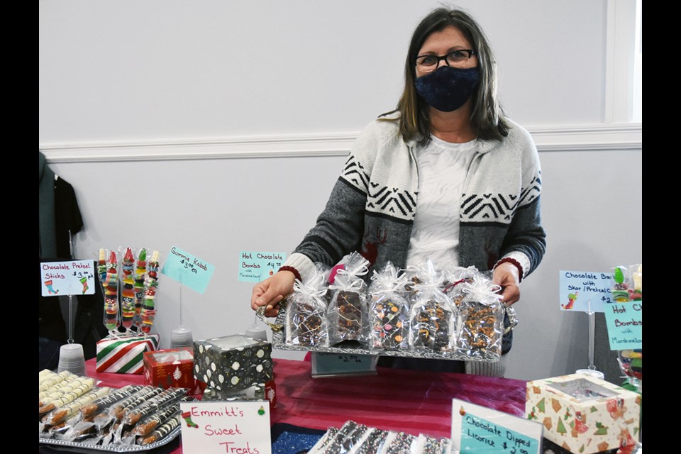 Julie Robertson, with 'Emmitt's Sweet Treats,' named for her son. Emmitt is now 13. 'He helps,' says Robertson. 