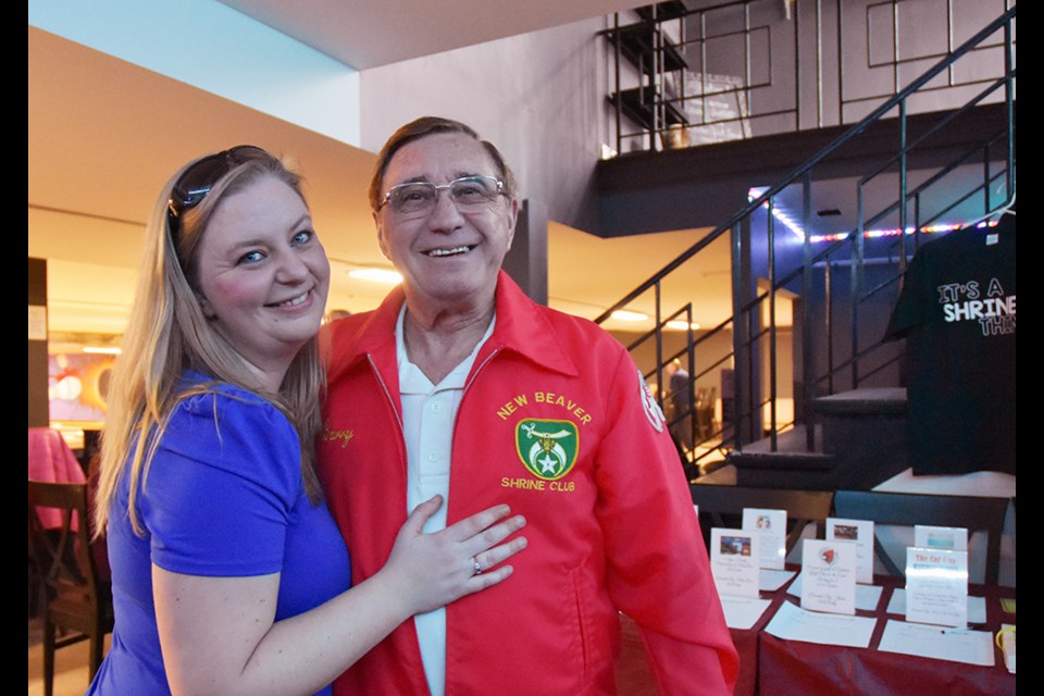 Barry Hilliard, president of the Newbeaver Shrine Club, and daughter Cassidy, at Bradford Underground Bowl. Miriam King/Bradford Today