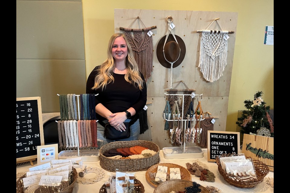 Carol Anne Stares of Loops & Larks, Handmade Modern Macrame at the Bradford Holiday Farmers’ Market