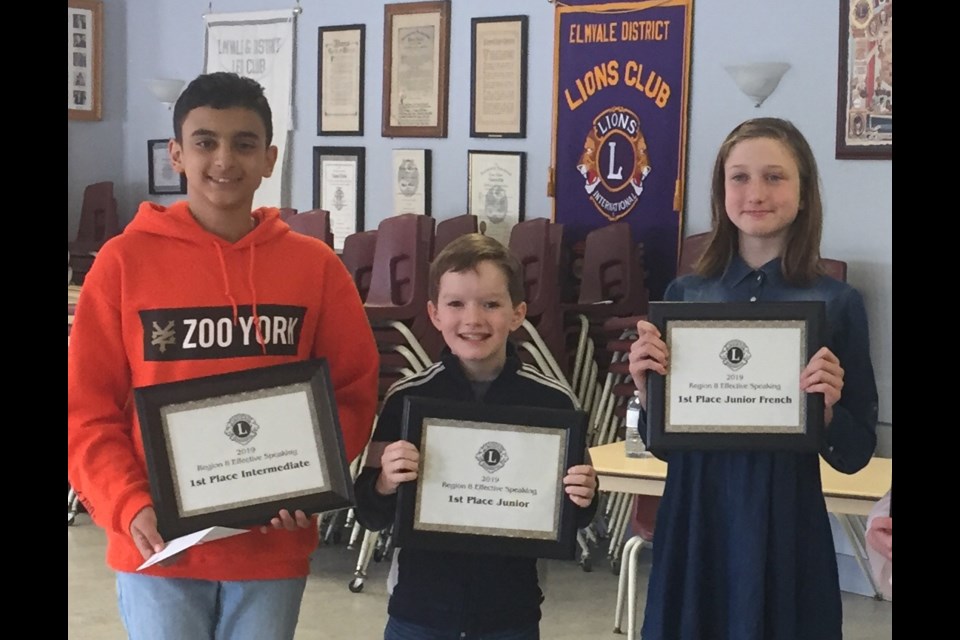 Bradford's winners in the Regional Effective Speaking Competition, from left, Raef Boktor, Quinn Russell and Brooke Davenport. Submitted photo 