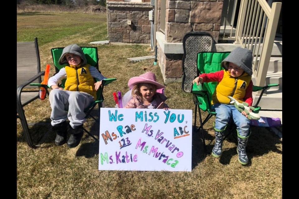 Teachers and students at St. Charles Elementary School took part in a drive by parade on Wednesday. Submitted Photo. 