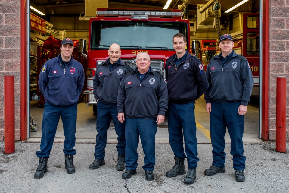 BWG Firefighters, George Edwards, Serge Davydov, John Burns, Joe Lotto and Chris Langford. Paul Novosad for BradfordToday