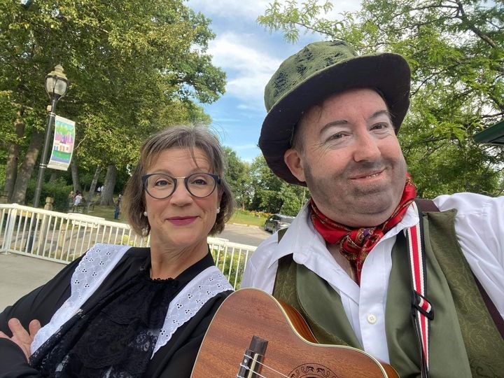 Nancy Chapple Smokler (Maria) and Kevin Scharf (Feste) are among those enjoying roles in Mariposa Arts Theatre production of William Shakespeare's comedy Twelfth Night currently running on the grounds of the Leacock Museum in Orillia.