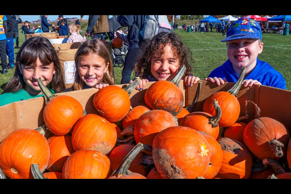 The Pumpkin Fest pumpkinheads. Free pumpkin for every child while supplies lasted