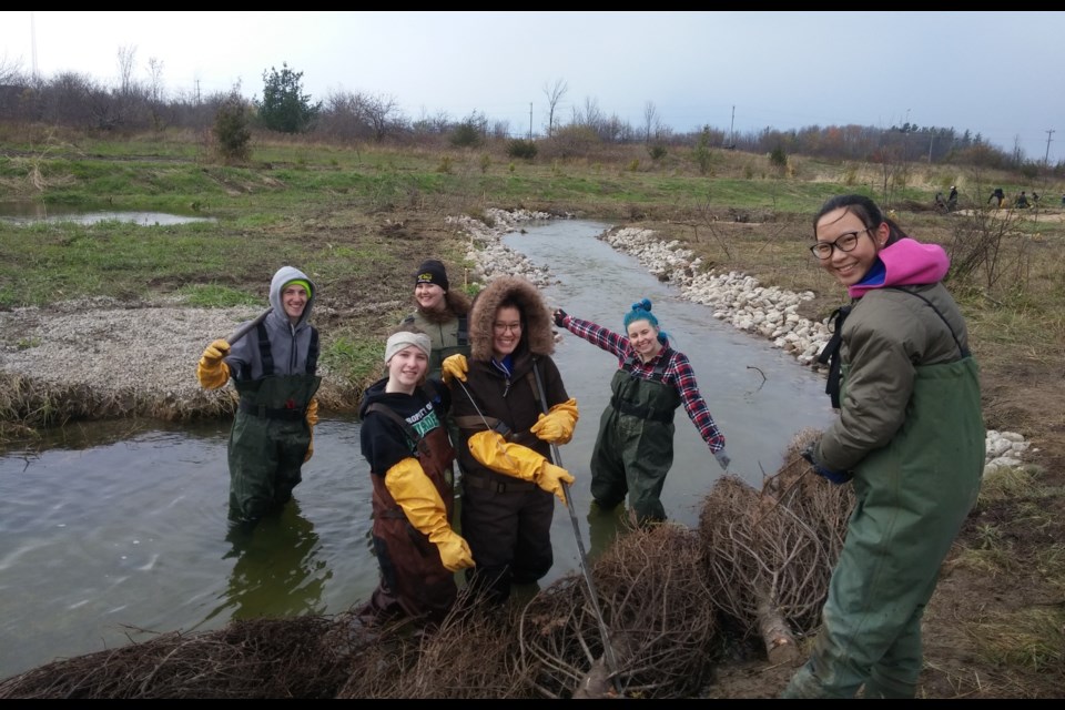 Eastview Secondary School students at Lamont Creek Ecopark in the fall of 2017.