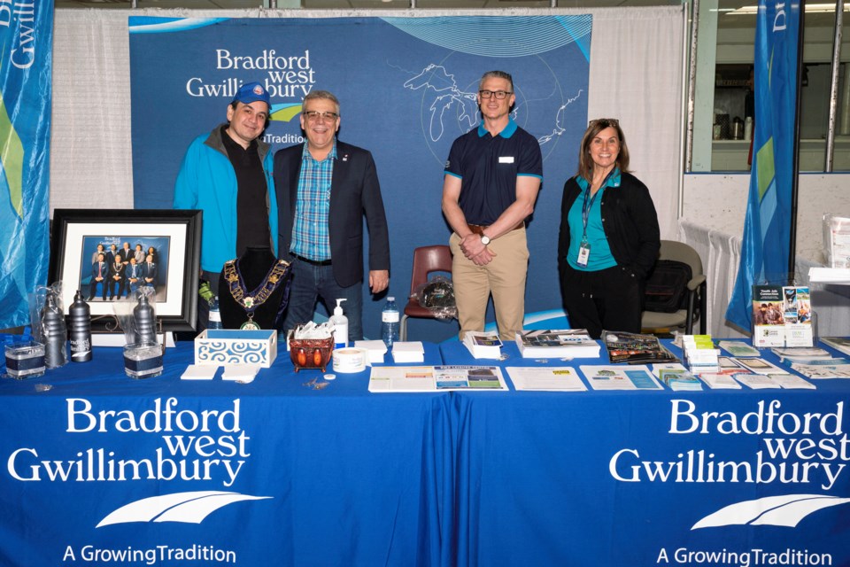 Bradford Mayor James Leduc, Director of Finance Ian Goodfellow and Executive Assistant Karen Gill are pictured at the Bradford Board of Trade Home and Lifestyle Show.