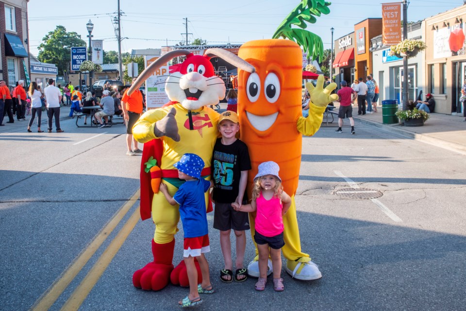 Gwilly and Captain Carrot kick off the 2022 Carrot Fest in Bradford. 