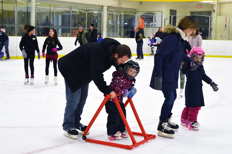 Beginners had fun on the ice during the New Year's Eve free skating  at the Innisfil Recreation Complex. Miriam King/Bradford Today