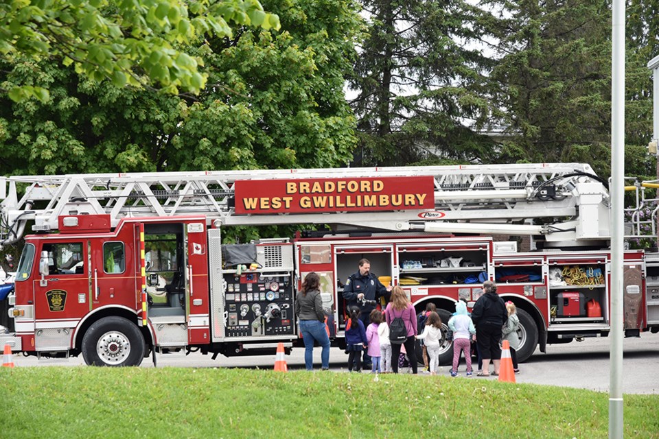 Kindergarten kids from Fieldcrest Elementary School visited Bradford's Fire and Emergency HQ on Melbourne Drive. Miriam King/Bradford Today