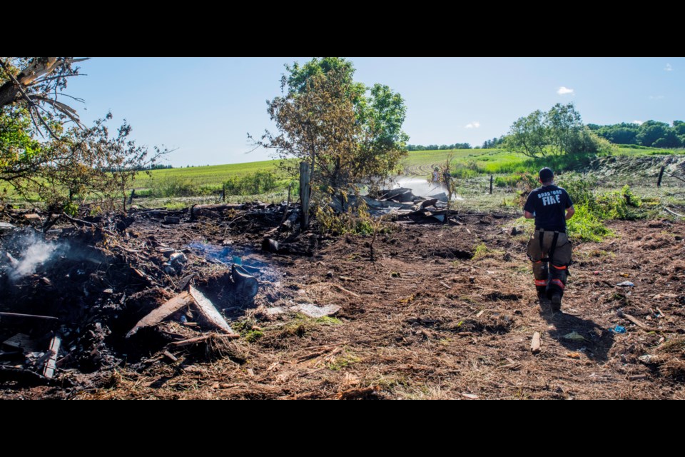 Crews responded to a grass fire Saturday on Line 6 in Bradford.