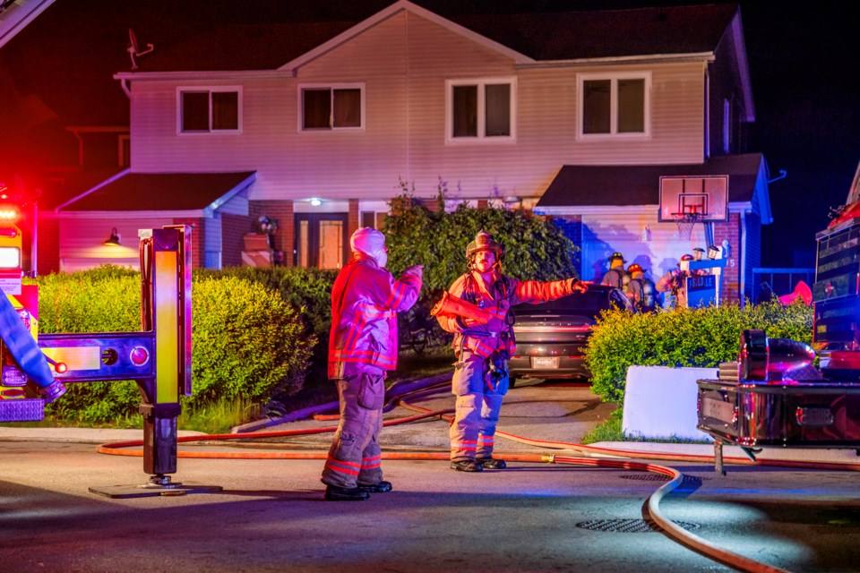 Bradford firefighters work to extinguish an early morning blaze.