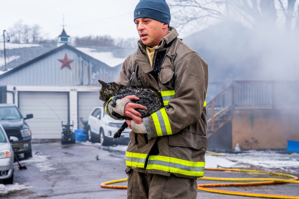 Fire crews retrieved and attended to two cats. | Paul Novosad for Bradford Today